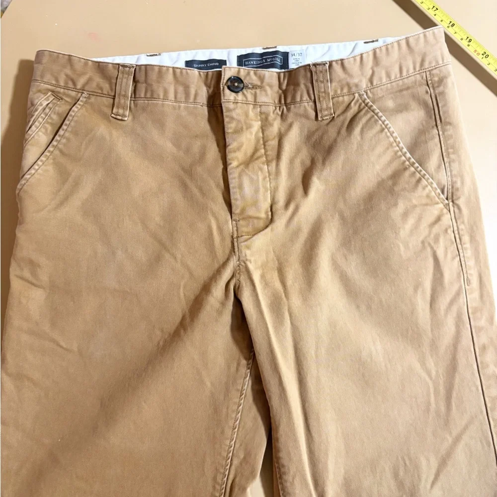 Men’s Tan Flat Front Chinos Hawkings McGill Size 34x32